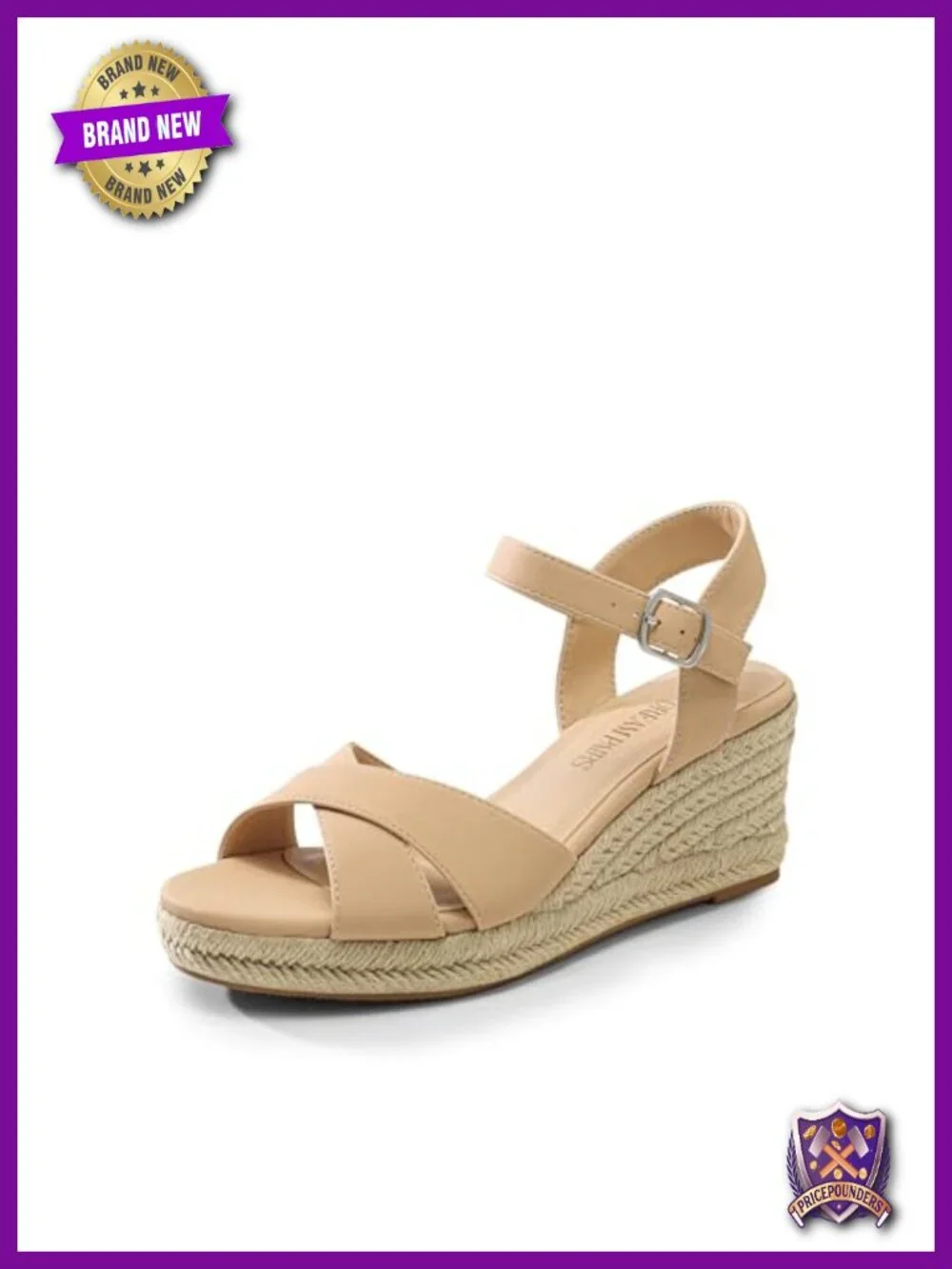 Espadrille Wedge Sandals with Raffia Detailing - Adjustable Buckle, Comfortable